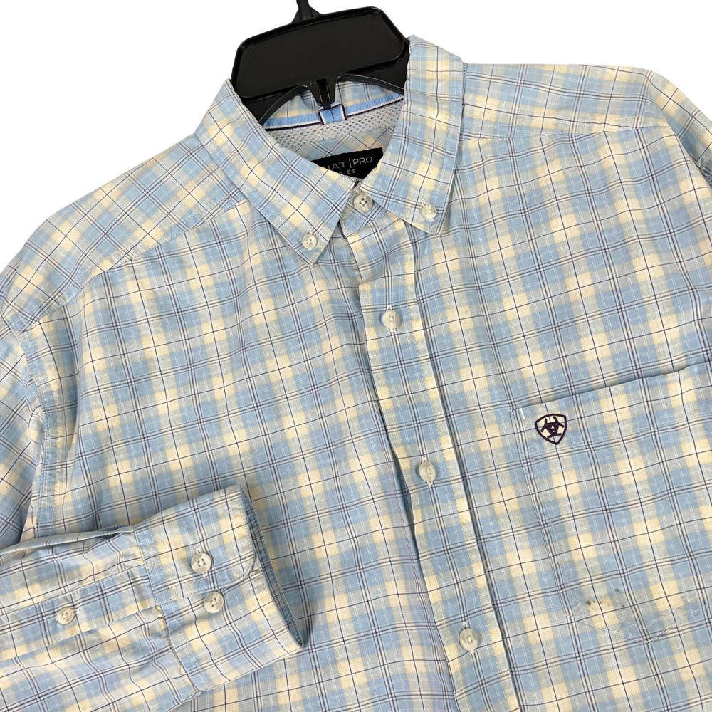 Ariat Pro Series Performance Workwear Plaid Western Business Casual Mens L